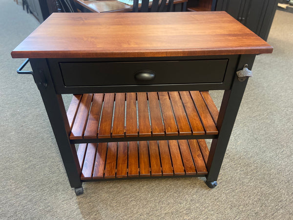 Amish Kitchen Cart - Black with Michael's Cherry