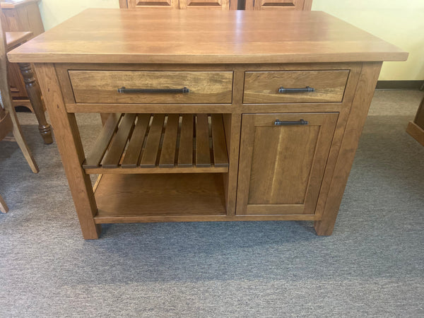 Lancaster Legacy Island Set #14 - 3 PIECE SET INCLUDES SEATING-Alto Island in Sap Cherry Wood and 2 Fabric Seat Stools