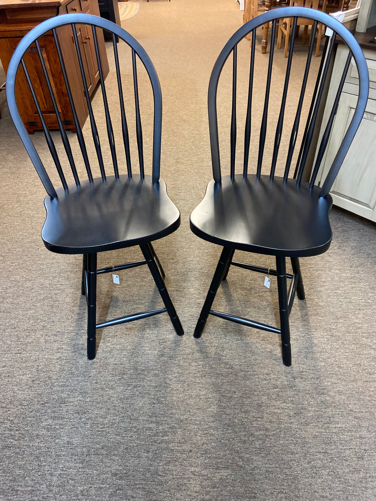 Chair-Windsor Swivel Pub - Black - Set of 2