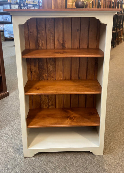 Bookcase-J20 Medium-Antique White with Cherry