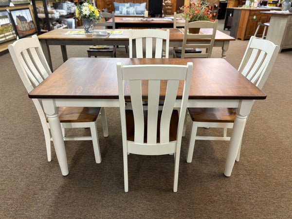J51-2R-Amish Made Extension Table Set-Dove White and Seely