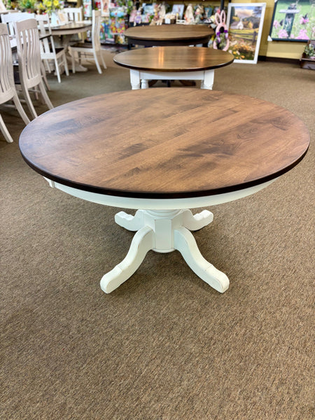 J48PEDSTOP-Amish Made Table Set-Dove White with Special Walnut