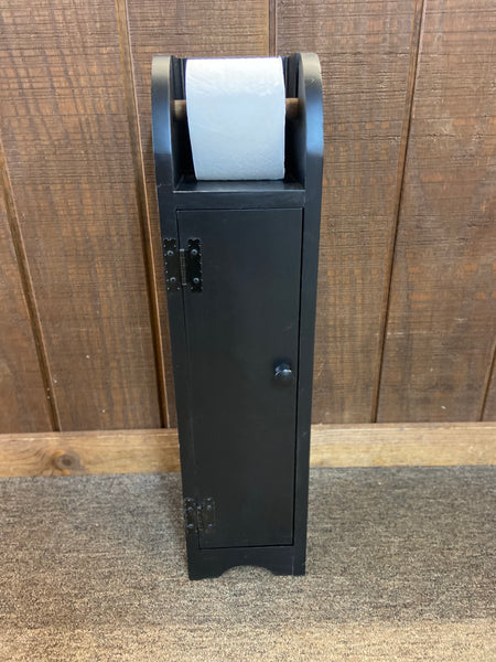 FINAL PRICE-Toilet Paper Cabinet-Black NON-DISTRESSED with Solid Panel Door