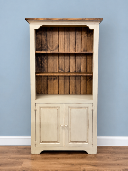 Bookcase-J19 6' Large with Doors - Antique White with Special Walnut