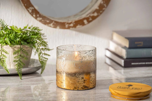 Gold Mercury Glass Jar Candle-Sandelwood Fragrance