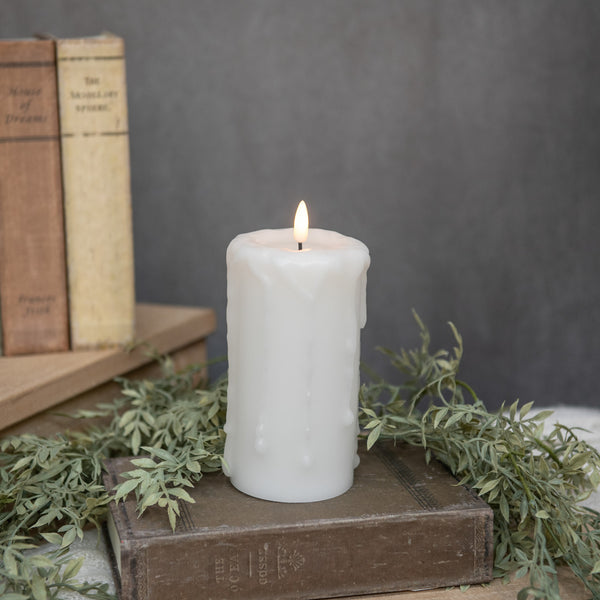 6" WHITE 3D FLAME PILLAR CANDLE