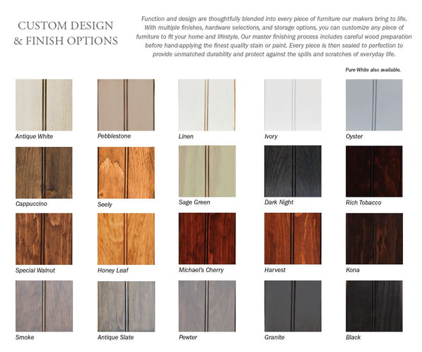Amish Simplistic Furniture - Stain and Paint Colors