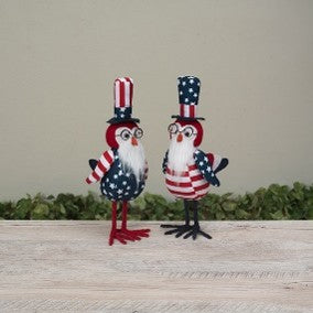 11"H Fabric Americana Bird, 2 Asst