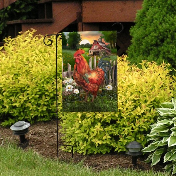 Sunrise Rooster Garden Flag
