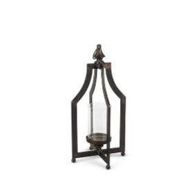 Metal Lantern in Black Finish and Glass Cylinder