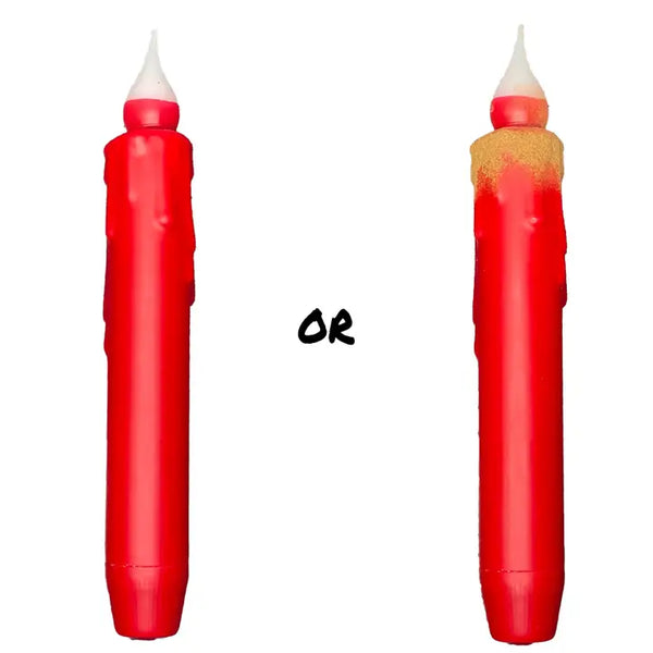 Red Led Battery Operated Timer Taper Candle - 7"