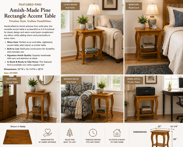Featured Find: Amish-Made Pine Rectangle Accent Table – Seely