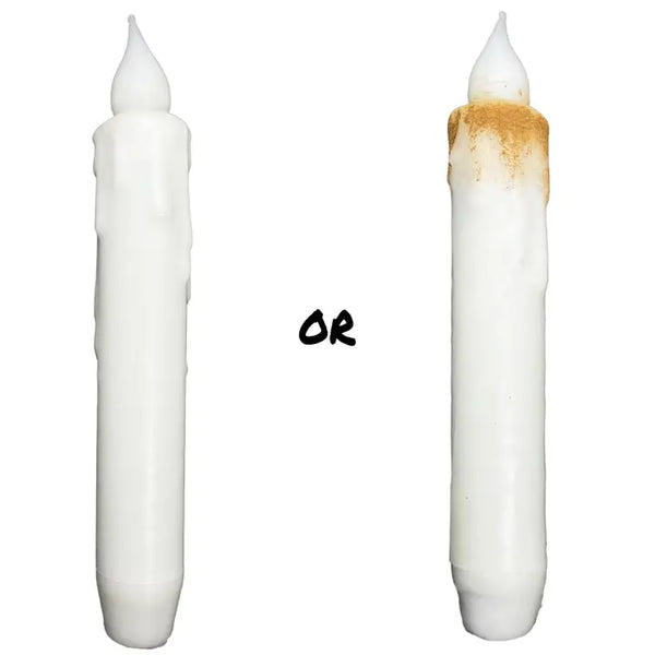 White Led Battery Operated Timer Taper Candle - 7"