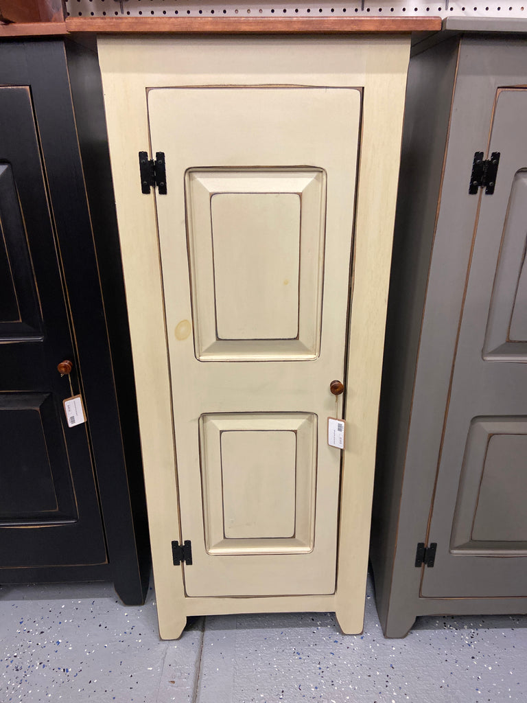 Pie Safe-48" Single Door with Raised Panel - Antique White with Michael's Cherry