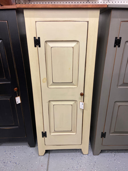 Pie Safe-48" Single Door with Raised Panel - Antique White with Michael's Cherry
