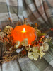 Orange Pumpkin Carved Timer Moving Flame LED Candle 6"x5"