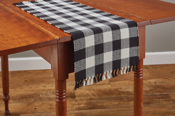 Wicklow Check Table Runner - Black & Cream