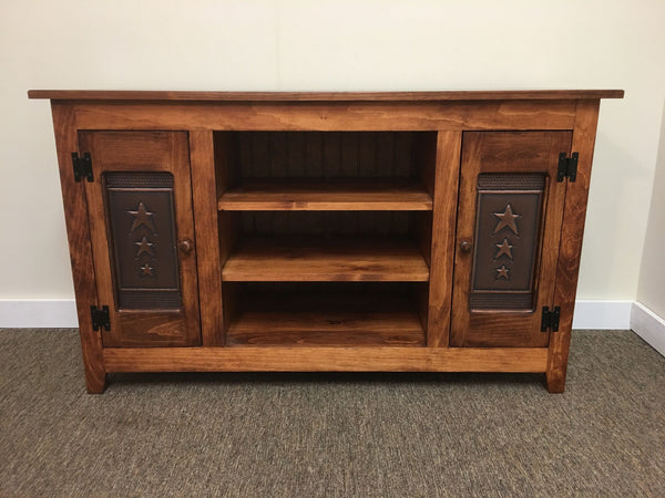 TV Stand with Copper Star Tin Panels - 48" Or 60" Wide - 28.5" Tall
