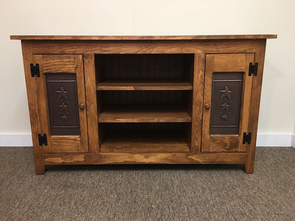 TV Stand with Copper Star Tin Panels - 48" Or 60" Wide - 28.5" Tall