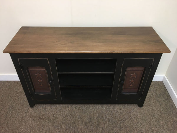 TV Stand with Copper Star Tin Panels - 48" Or 60" Wide - 28.5" Tall