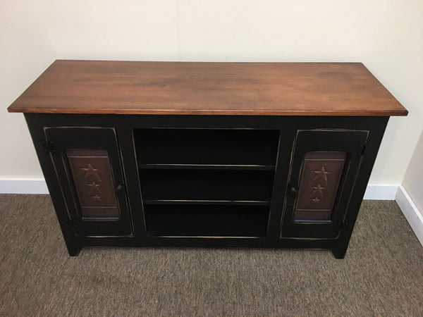 TV Stand with Copper Star Tin Panels - 48" Or 60" Wide - 28.5" Tall