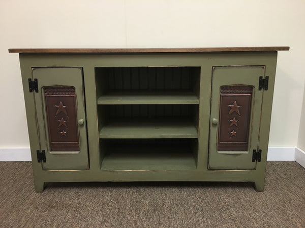 TV Stand with Copper Star Tin Panels - 48" Or 60" Wide - 28.5" Tall