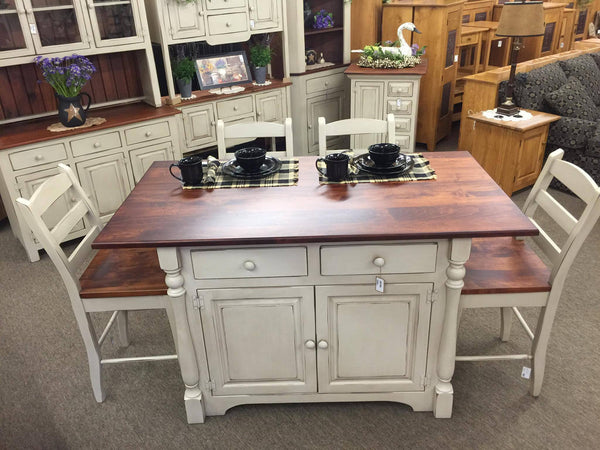 Amish Island - Standard Base with Turned Legs & Large Top