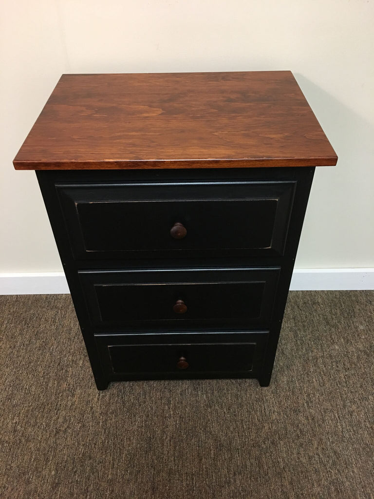 Night Stand-3 Drawers-Black with Michael's Cherry
