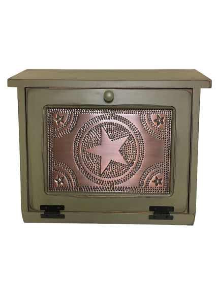 Bread Box with Copper Star Tin Panel