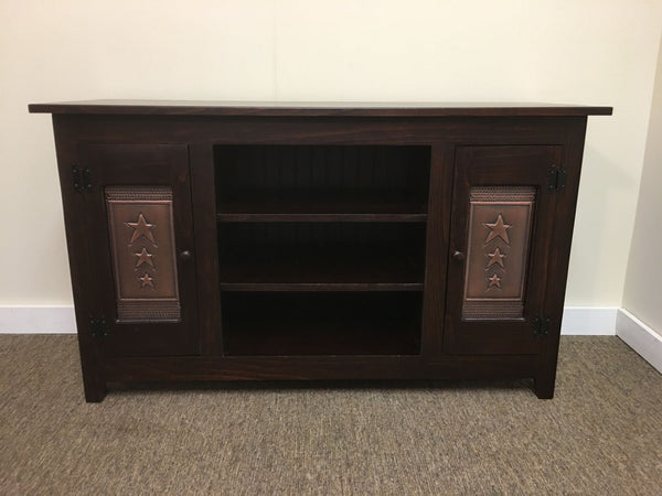 TV Stand with Copper Star Tin Panels - 48" Or 60" Wide - 28.5" Tall