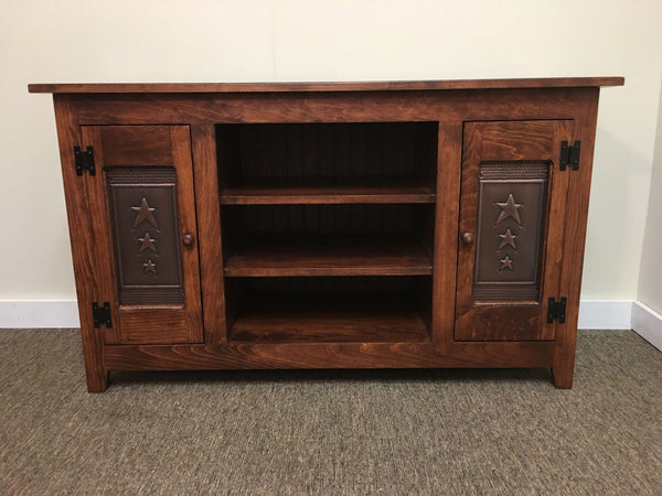 TV Stand with Copper Star Tin Panels - 48" Or 60" Wide - 28.5" Tall