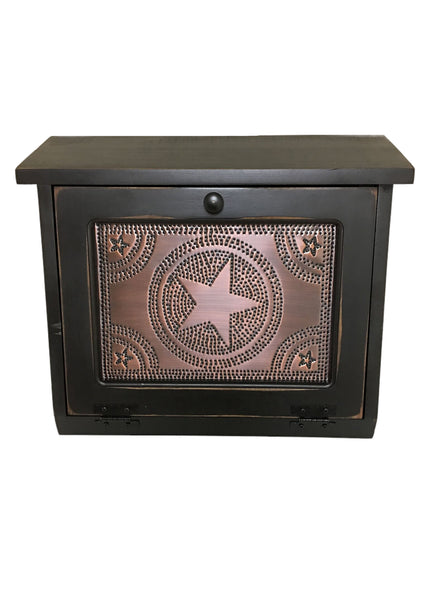 Bread Box with Copper Star Tin Panel