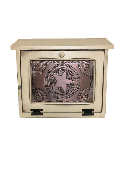 Bread Box with Copper Star Tin Panel