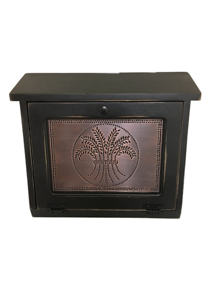 Bread Box with Copper Wheat Tin Panel