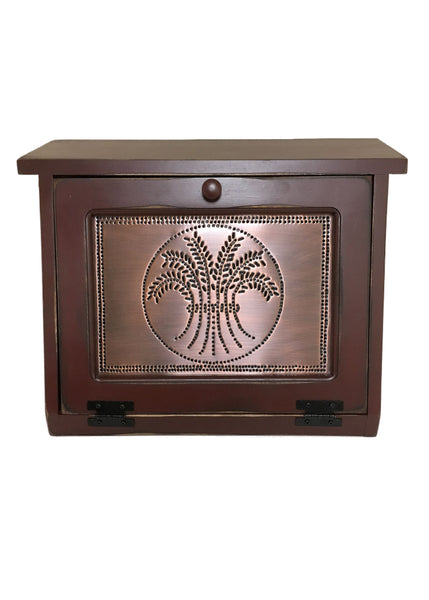 Bread Box with Copper Wheat Tin Panel