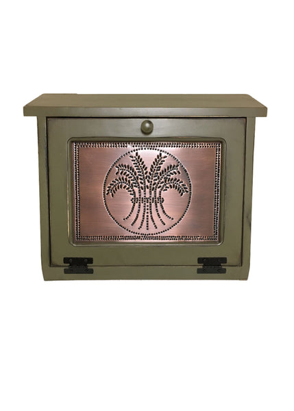Bread Box with Copper Wheat Tin Panel