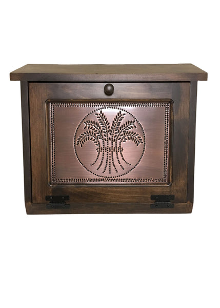 Bread Box with Copper Wheat Tin Panel