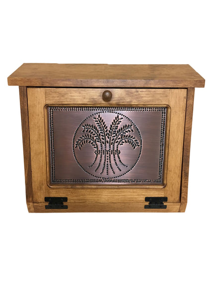 Bread Box with Copper Wheat Tin Panel