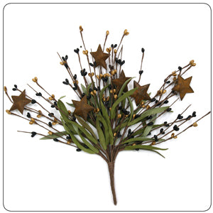 12" Rice Berry Pick With Stars, Black and Tan