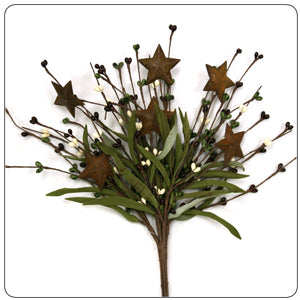 12" Rice Berry Pick With Stars Burgundy, Green, Cream