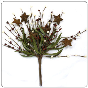12" Rice Berry Pick with Stars Country Red, Cream