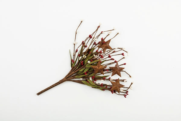 12" Rice Berry Pick With Stars, Red & Cream