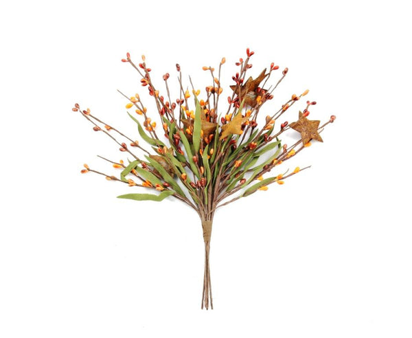 12" Rice Berry Pick with Rust Stars Sunset, Orange