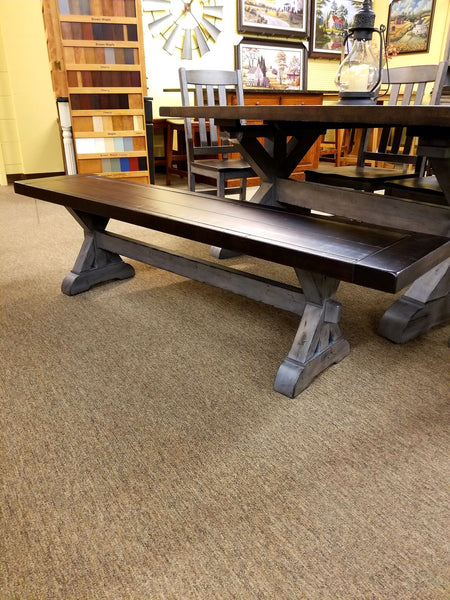 Hudson Bench in Antique Pewter with Antique Briar Seat on Brown Maple Wood