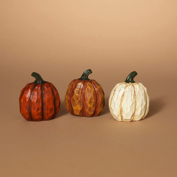 4"H Resin Wood Look Pumpkins