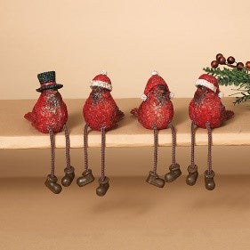 5.7"H Resin Holiday Cardinal Shelf Sitting, 4 Asst.