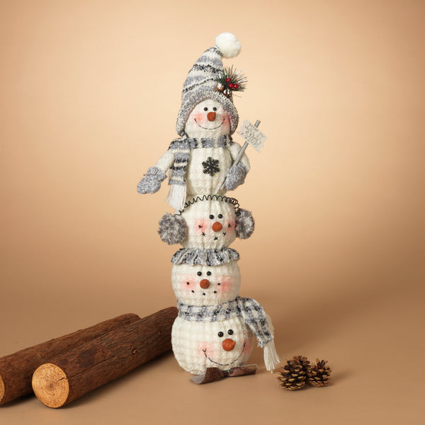 25"H Plush Stacked Snowman Figurine