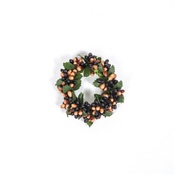 1.5" Rice Berry Candle Ring Black, Tan