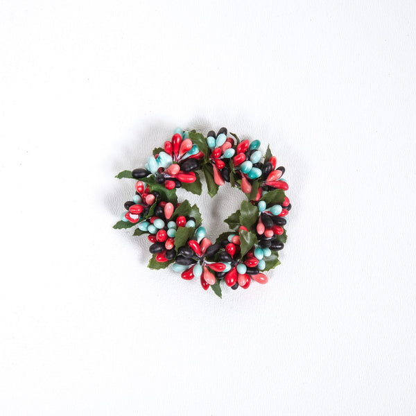 1.5" Rice Berry Candle Ring, Light Teal, Coral, Black