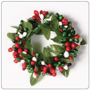 1.5" Rice Berry Candle Ring Red, Hunter Green, White